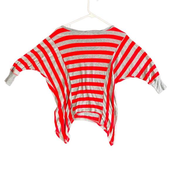 Miss Me Small Top Striped Red Gray Bling Asymetrical Shark Hem Chevron Top - Picture 4 of 8